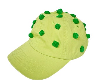 Broccoli Bubble Cap - Pompom Hat - Green Baseball Cap with Mini Pompoms -  S/M - Jolly Green Giant