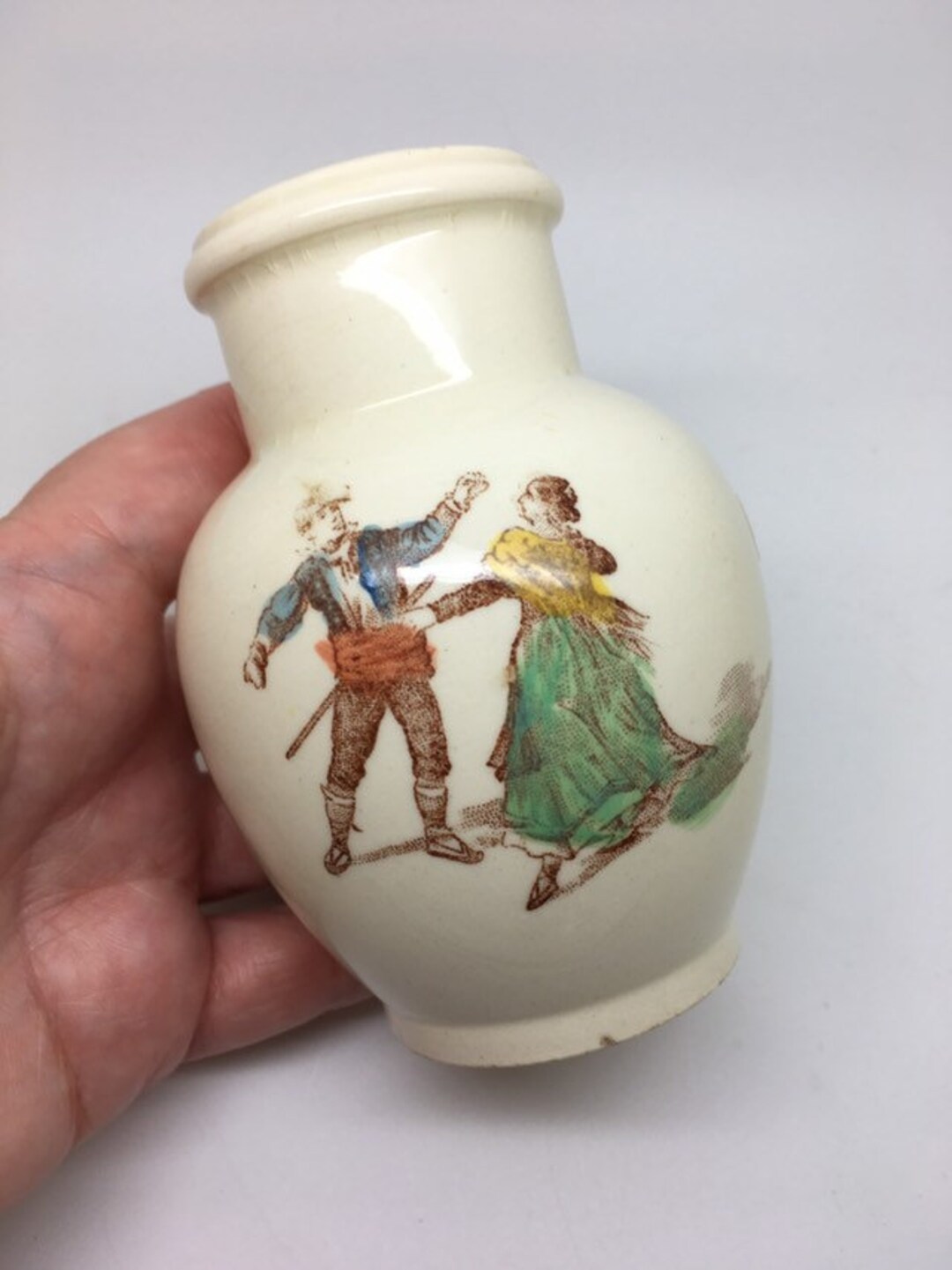 SALE Antique Gien French Mustard Pot or Jar Hand Colored Transfers Etsy