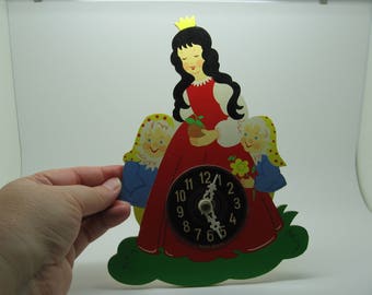 SALE Vintage Wood Snow White Teaching Clock Toy Germany