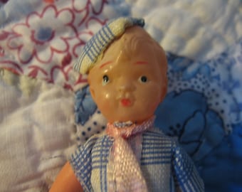 SALE Vintage Celluloid Articulated Boy Doll