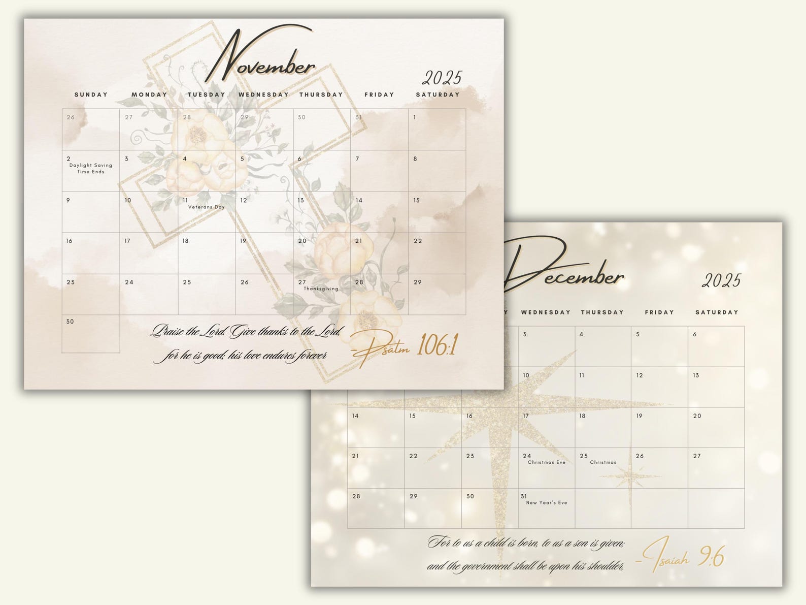 2026 Monthly Calendar With Bible Verses Landscape W/scriptures, Letter ...