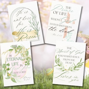 Christian Easter Scripture Cards, Bible Verse Greeting Cards (PDF Download)