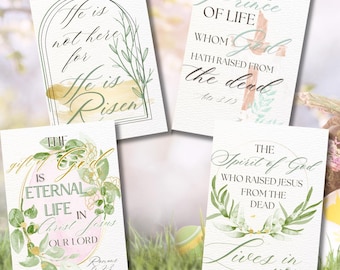 Christian Easter Scripture Cards, Bible Verse Greeting Cards (PDF Download)