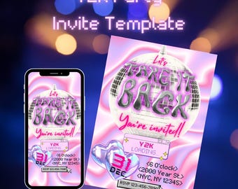 Y2K Party Invitation: Editable 2000s Throwback, Canva (Digital Download)