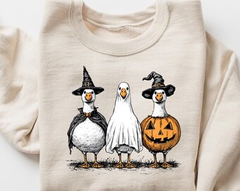 Funny Goose Halloween Sweatshirt, Ghost, Pumpkin, Spooky Tee