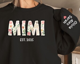 Personalized Floral Mimi Sweatshirt, Custom Grandkids Names, Mother's Day Gift