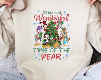 It's The Most Wonderful Time of The Year Disney Christmas Sweatshirt, Mickey & Friends Hoodie Christmas Party Shirt, Disneyland Gift