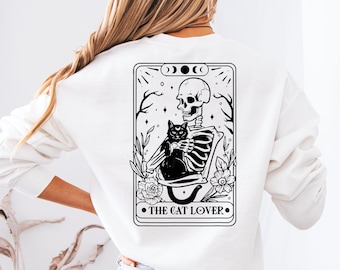 Cat Lover Tarot Card Hoodie, Funny Cat Shirt, Cat Lover Gift, Cat Clothing, Graphic Retro T-Shirt, Cat Mom Sweatshirt, Cat Owner Tee Apparel