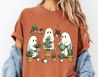 Comfort Colors Plant Ghost T-Shirt, Halloween Gardener Shirt