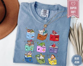 Comfort Colors® Disney Princess Sidekicks Book Club Shirt, Cute Book Lover Gift, Disney Reading Tour T-Shirt, Librarian Shirt, Bookish Shirt