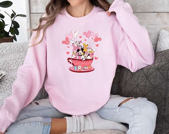 Mickey and Friend Cup Valentines Day Sweatshirt, Disney Valentine's Day Shirt, Mickey & Co Valentines Day Hoodie, Disney Gift