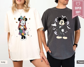 Comfort Colors Mickey Jack and Sally Halloween Couple Shirt