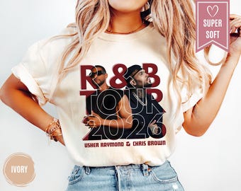 Comfort Colors® Chris Brown Usher RB Tour 2026 Graphic Tee, Raymond x Brown Concert Tours Clothes, Hip Hop R&B Fan T-Shirt, Music Merch Gift