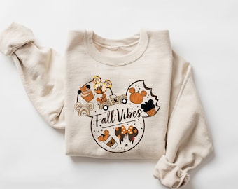 Disney Fall Sweatshirt, Mickey Fall Vibes Sweatshirt, Disney Halloween Sweatshirt, Thanksgiving Holiday Sweatshirt, Disney Family Trip