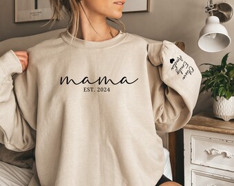 Personalized Mama Sweatshirt with Kids Names, Mom Est. 2024