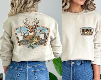 Hunt Sweatshirt, Deer Hunting Shirt, Hunting Season Hoodie, Outdoor Cloth, Mallard Clothing, Fishing Apparel, Adventure Outfit, Gift For Him