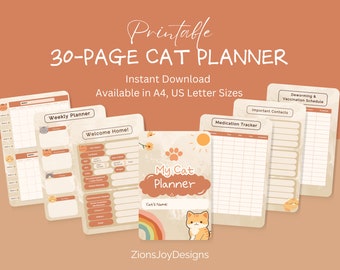 Printable Cat Care Planner Bundle: Vaccination & Medication Tracker (Fillable PDF)