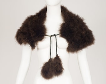 1920s Vintage Brown Ostrich Feather Capelette Shrug