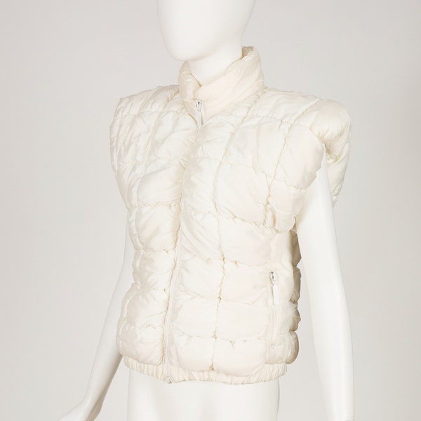 Henri-Charles Colsenet 1980s Vintage Swiss White Puffy Cloud Ski Vest Sz S