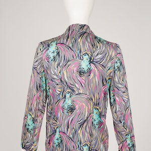 1970s/1980s Vintage &quot;Minouche - Cote D&#39;Azur&quot; Bird Novelty Print Light Cotton Jacket