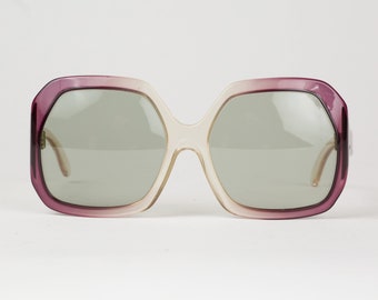 1970s Vintage Purple & Clear Gradient Oversized Sunglasses