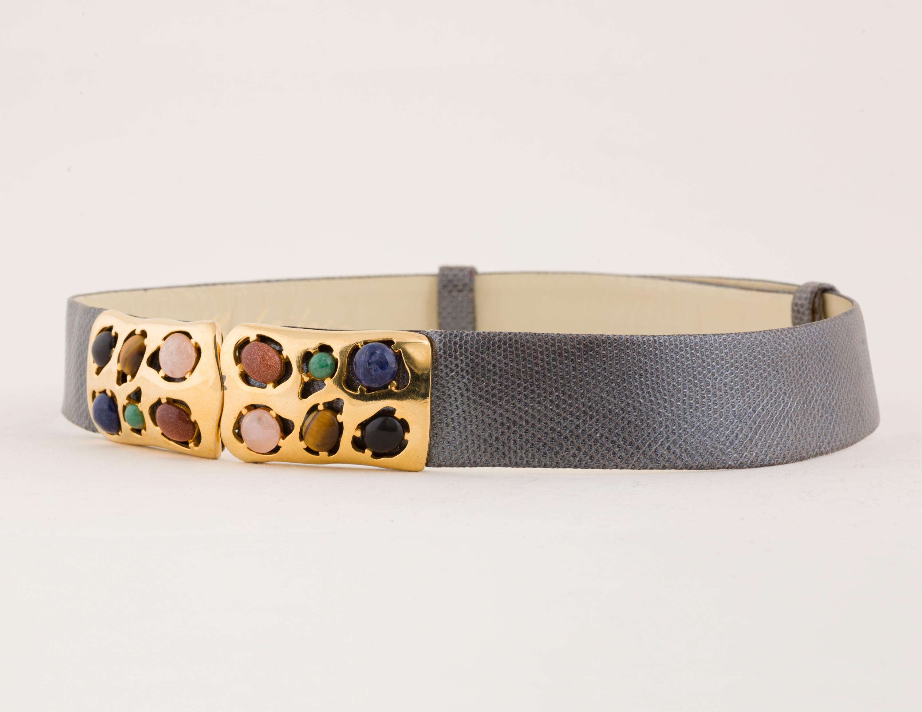 Vintage Judith Lieber Navy Snakeskin belt (adjustable) with inset gems Vintage Judith Leiber Orange Snakeskin Belt Gold Diamond  main image 2