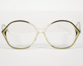 Renato Balestra NOS 1970s Vintage Clear w/ Black & Yellow Plastic Eyeglasses Frames