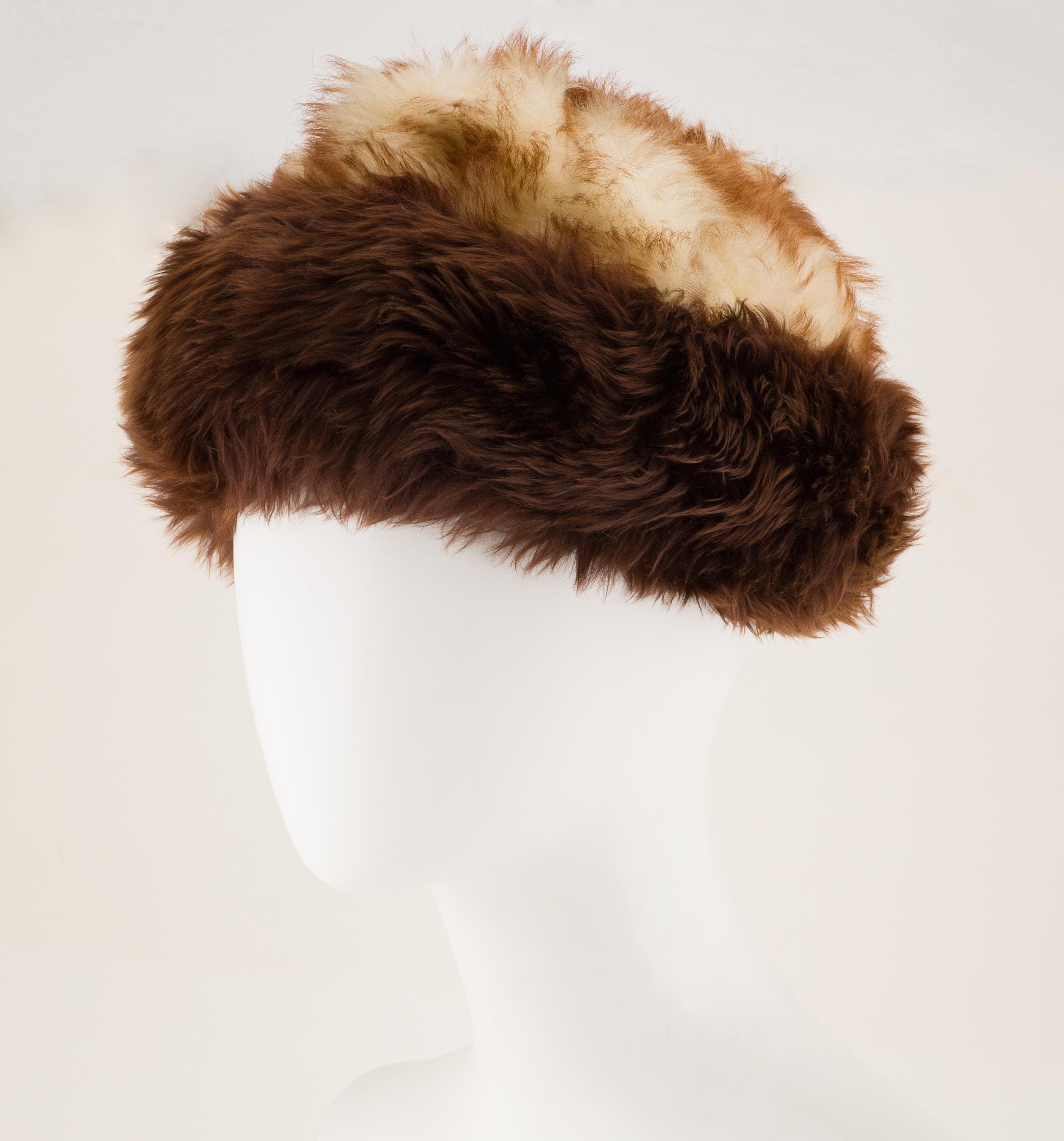 Vintage 1960s Midmod Halper Brothers Exclusive Handmade Italian Lambs Wool Hat Vintage Winter Hat, Black Winter Hat, Cap (B667), Black Faux  main image 4
