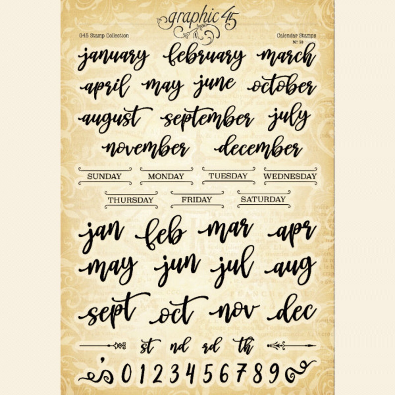 Graphic 45 Staples Calendar Stamp Set Etsy