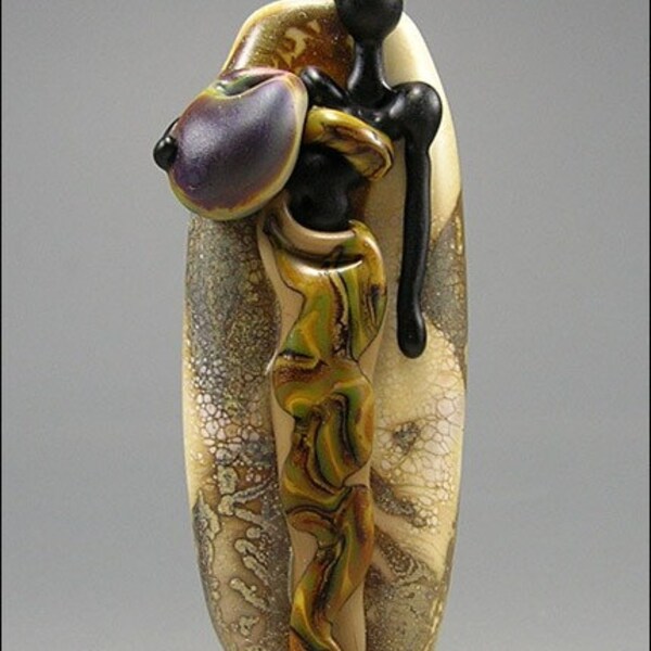 African Style WaterBearer Bead - Glass Lampwork Bead - LavenderCreek
