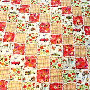 Lap Rag Quilt. Floral Quilt. Farmhouse Quilt Decor. Farm Truck Rag Quilt. Sunroom Decor. Quilt for Sale. Rag Quilt Throw. image 6