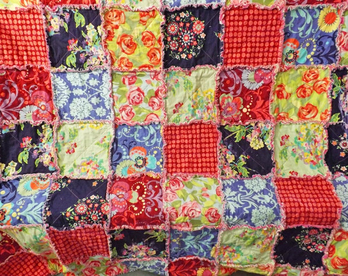 Rag Quilt Queen Size Rag Quilt Amy Butler Love Collection Etsy