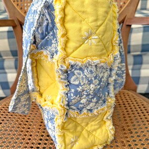 Blue and Yellow Floral Rag Tote. Rag Quilt Tote. Flower Bag. Gift for ...