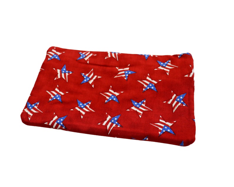 Double Zipper Pouch Patriotic . Small or Large Bag. Red White and Blue Cosmetic Bag for Her. Zipper Pouch with Front Pocket. Vacation Bag. image 3