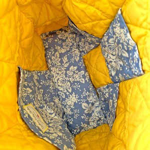 Blue and Yellow Floral Rag Tote. Rag Quilt Tote. Flower Bag. Gift for ...