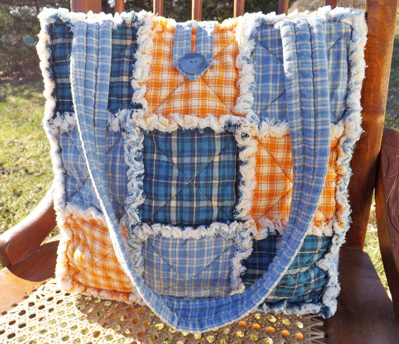 Custom Rag Quilt Tote Rag Quilt Tote Custom Tote Gift for Her Custom Bag
