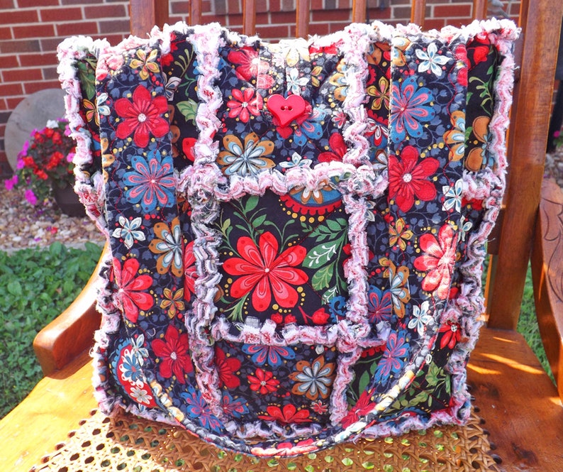 Custom Rag Quilt Tote Rag Quilt Tote Custom Tote Gift for Her Custom Bag