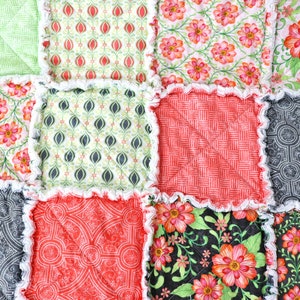 Pink and Green Floral Lap Rag Quilt. Gift for Mom. Lap Quilt for Sale. image 5