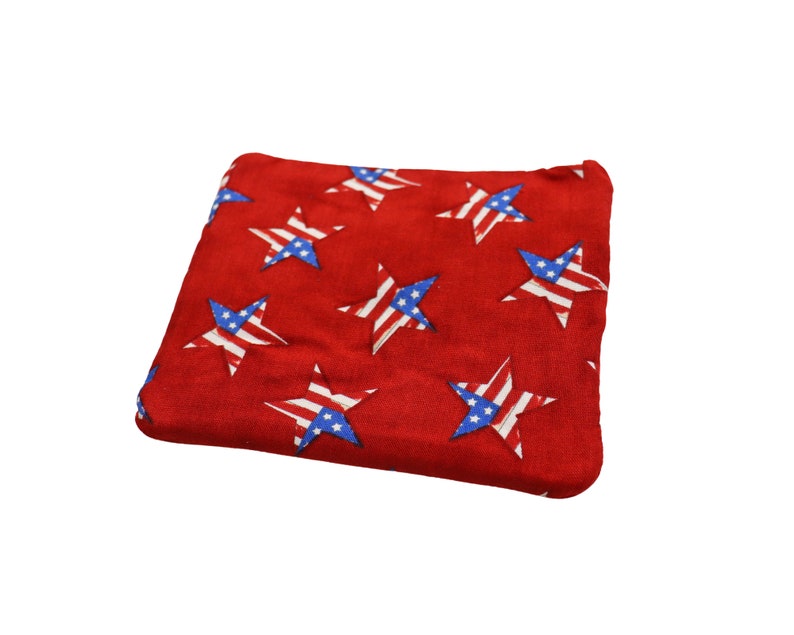 Double Zipper Pouch Patriotic . Small or Large Bag. Red White and Blue Cosmetic Bag for Her. Zipper Pouch with Front Pocket. Vacation Bag. image 8