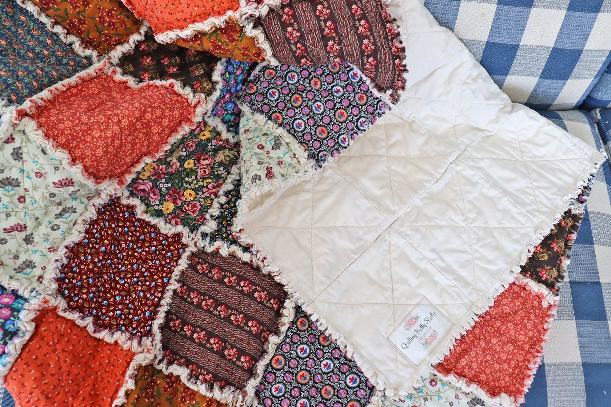 Colonial Reproduction Rag Quilt. Lap Quilt. Civil War | Etsy