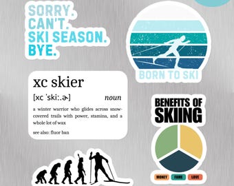 Nordic Skiing Vinyl Sticker Pack: Cross Country Ski Stickers