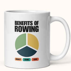 Mok sarcastische roeicirkeldiagram, koffiekopje roeier vriendje, grappig cadeau voor vriendin roeier, voordelen van roeien glanzende keramische mok warme drank