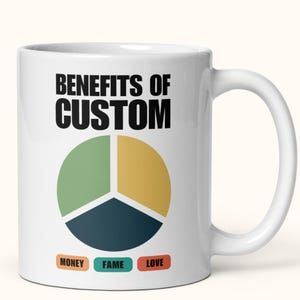 Mug graphique circulaire sarcastique personnalisé, cadeau personnalisé pour petit ami, tasse à café personnelle personnalisable, avantages d'une tasse en céramique brillante personnalisée