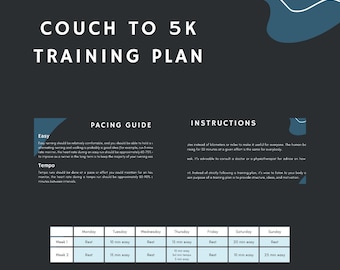 Printable 8-week Couch To 5k Training Plan For Beginners, First 5km Guide, A4 Running Planner, Gift For Runner, Trainingplan, Strava Log