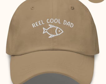 Fishing Dad Cap: Reel Cool Dad, Fun Gift Idea For Fisherman, Fisher Father Trucker Dad Hat, One Size Fish Angling Person Daddy Baseball Cap