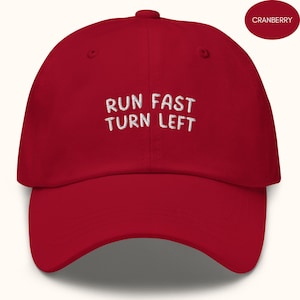 Geborduurde atletiekpet: ren snel, sla linksaf, cadeau voor atletiekbaan, vaderhoed atletiek trucker, grappige one size run Lover-honkbalpet