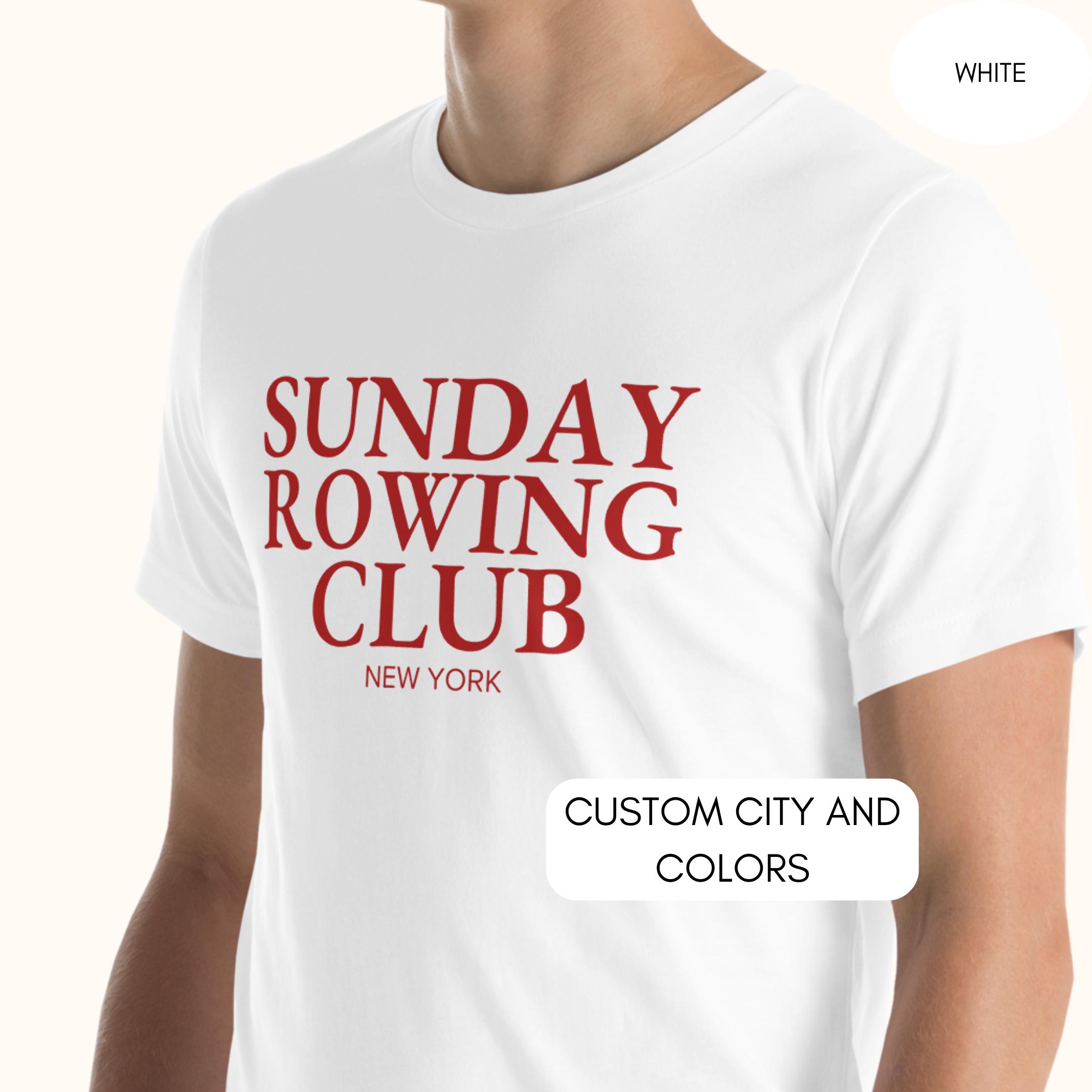 Kundenspezifisches Ruderverein-T-Shirt der Stadt Sonntag, personalisiertes Geschenk für Ruderliebhaber, passendes Rudercrew-T-Shirt, kundenspezifisches Ruder-Hoodie-Sweatshirt