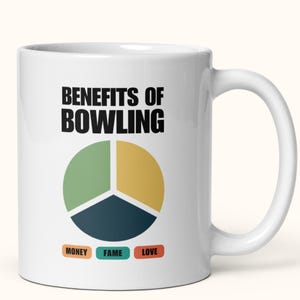 Mok sarcastische bowlingcirkeldiagram, koffiekop college bowler Life, grappig cadeau voor papa bowler, voordelen van bowling glanzende keramische mok warme drank