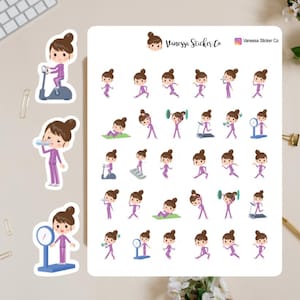 Fitness Mix Planner Stickers, Character Planner Stickers, Fitness Stickers, Vanessa Stickers