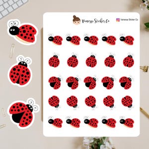 Red Ladybug Planner Stickers, Character Planner Stickers